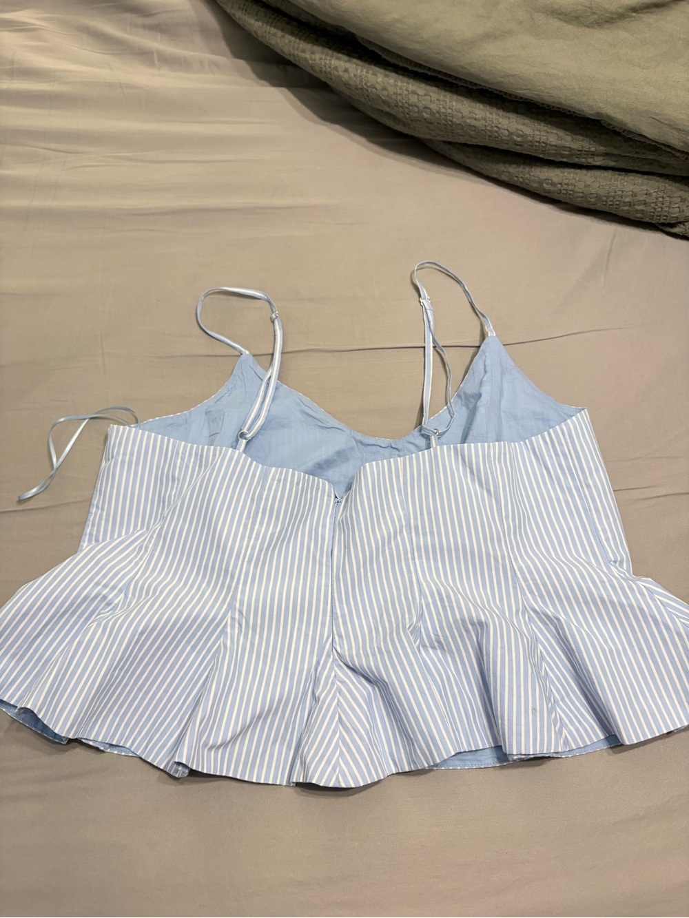 LOFT Light Blue Striped Ruffle Cami - Picture 4 of 5
